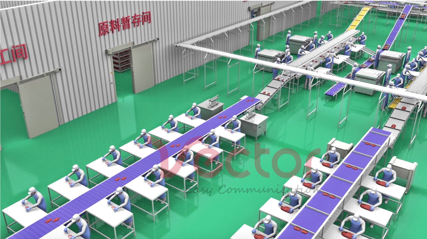 肉類分割流水線動畫內景